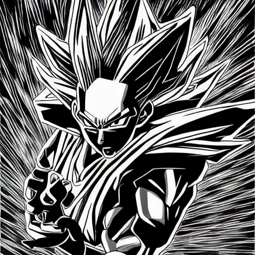 Ultra Instinct Frank Zappa Dragon Ball Super manga, Stable Diffusion