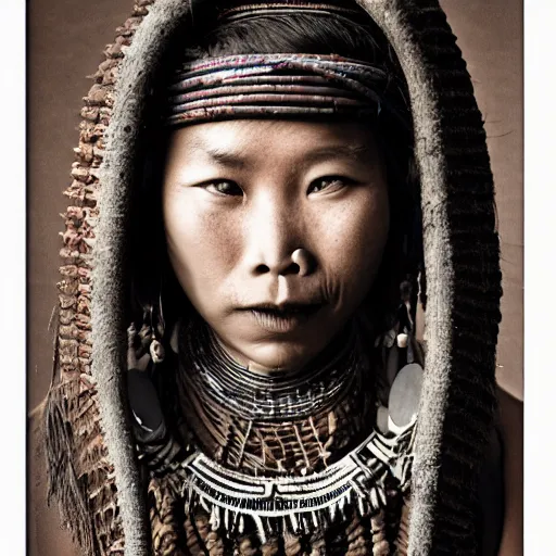 Prompt: asian tribal female by Jimmy Nelson