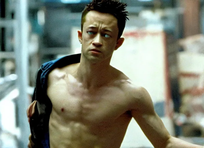 Image similar to film still of Joseph Gordon-Levitt as Tyler Durden in Fight Club 1999