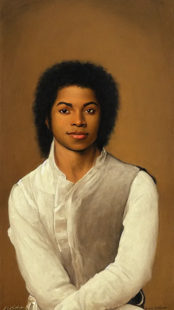 Prompt: portrait of the young michel jackson by kramarik