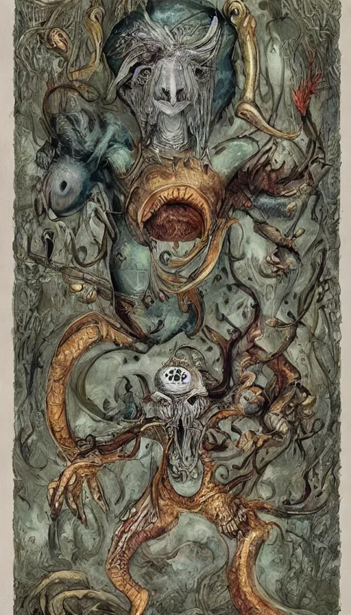 Image similar to bestiary of whimsical uncanny creatures from the depths of the unconscious psyche