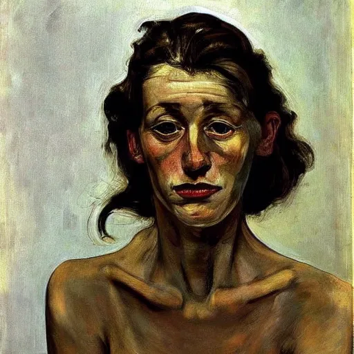 Image similar to of a beautiful women painted by lucien freud