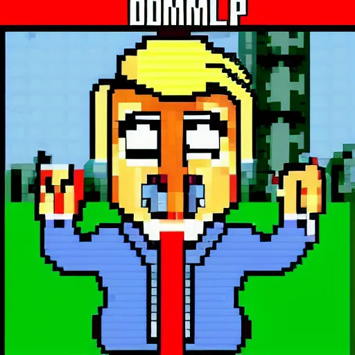 Prompt: donald trump game sprite 1 6 bit style