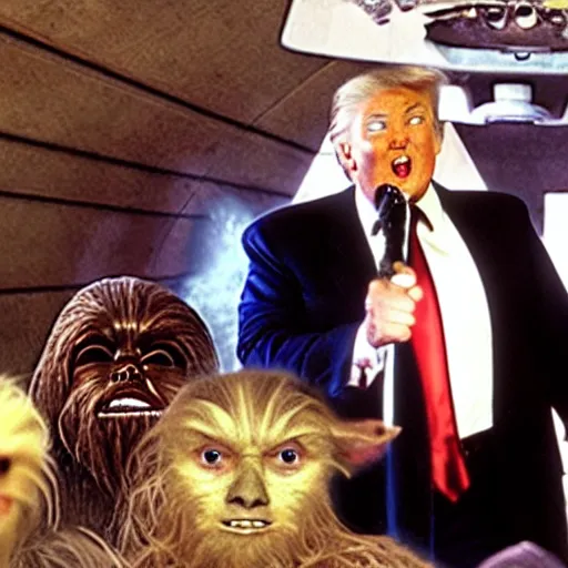 Image similar to donald trump in the cantina in star wars