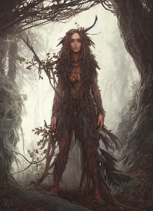 Image similar to digital _ painting _ of _ forest witch _ by _ filipe _ pagliuso _ and _ justin _ gerard _ symmetric _ fantasy _ highly _ detailed _ realistic _ intricate _ port