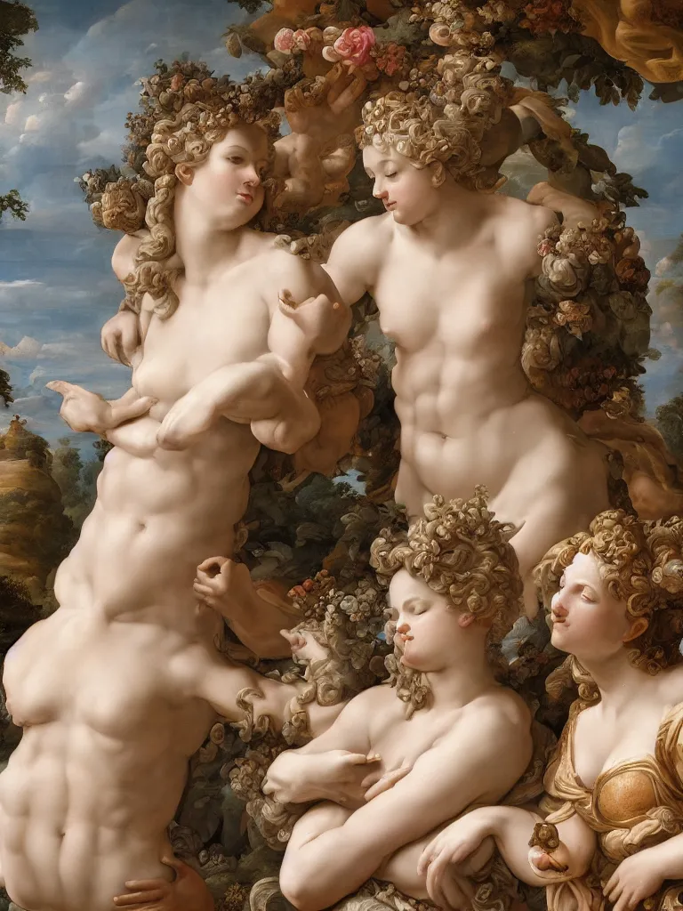 Prompt: the source of future growth, elaborate emotive Baroque and Rococo styles to emphasize beauty as a transcendental, 8k image, ultra-realistic in the style of WLOP and Michelangelo Bounaroti