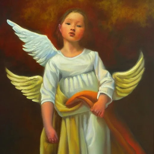 Image similar to angel of ducks, by jean deville, oil on canvas