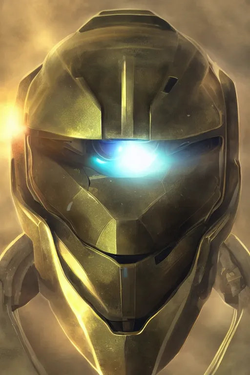 Image similar to robot ninja mask helmet halo master chief radiating a glowing aura global illumination ray tracing hdr fanart arstation by ian pesty and katarzyna da „ bek - chmiel