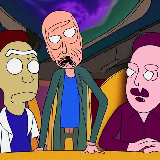 Image similar to a still of steve buscemi in rick and morty, highly detailed key art