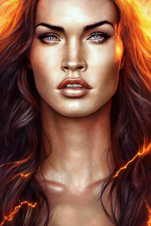 Image similar to majestic and regal portrait of megan fox female the flash, dc universe, perfect face, beautiful, intricate, epic, elegant, fantasy, highly detailed, digital painting, hard focus, beautiful volumetric lighting, epic light, ultra detailed, by leesha hannigan, ross tran, thierry doizon, kai carpenter, ignacio fernandez rios