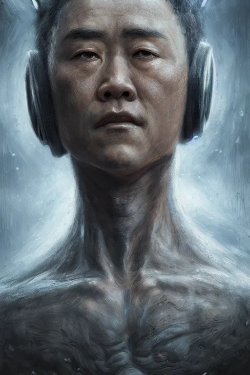 Prompt: realistic portrait beautiful detailed matte painting of cinematic movie scene jet li mutate intotardigrade. horror, created by gustave dore and greg rutkowski, high detailed, smooth draw, synthwave neon retro, intricate, realistic proportions, dramatic lighting, trending on artstation.