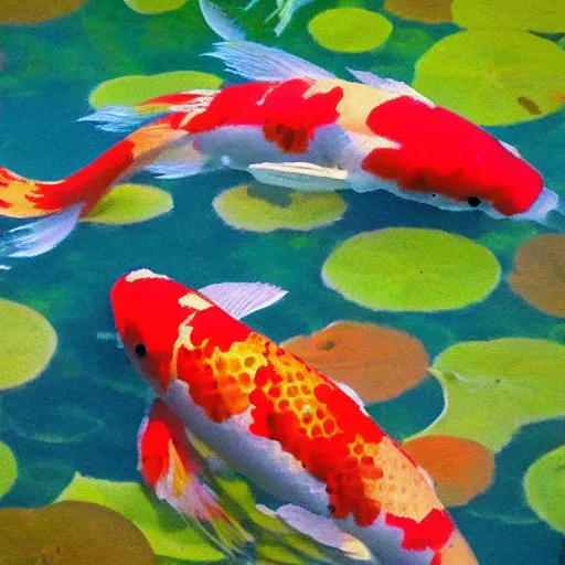 Image similar to impressionist koi pond