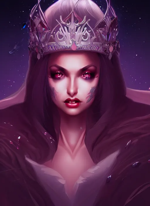 Image similar to queen of the night wide angle view, highly detailed, artgerm style, artstation, soft light, sharp focus, illustration, character design, concept art