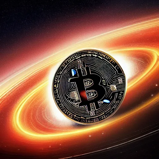 Image similar to bitcoin as black hole from the film interstellar