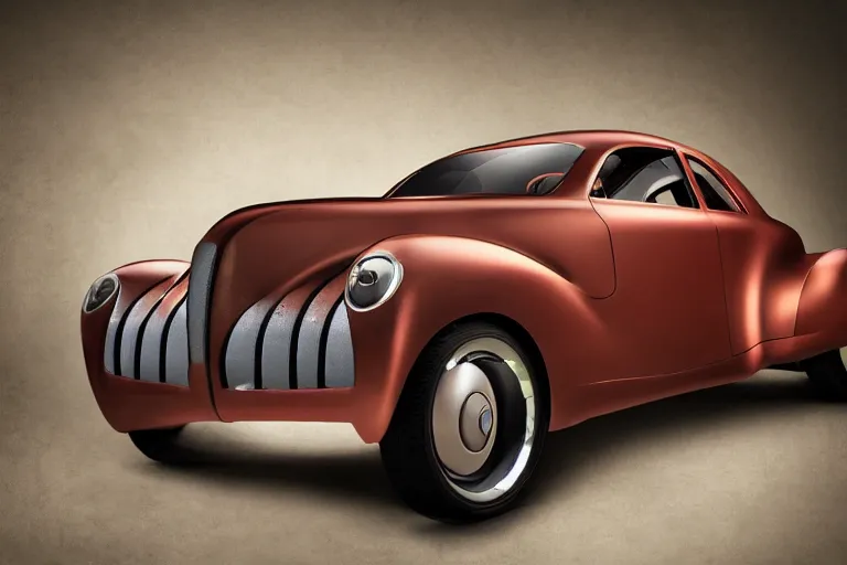 Prompt: Beautiful photograph a concept 1940s dieselpunk car. 8k. Studio lighting.