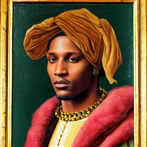 Prompt: a renaissance style portrait painting of asap rocky