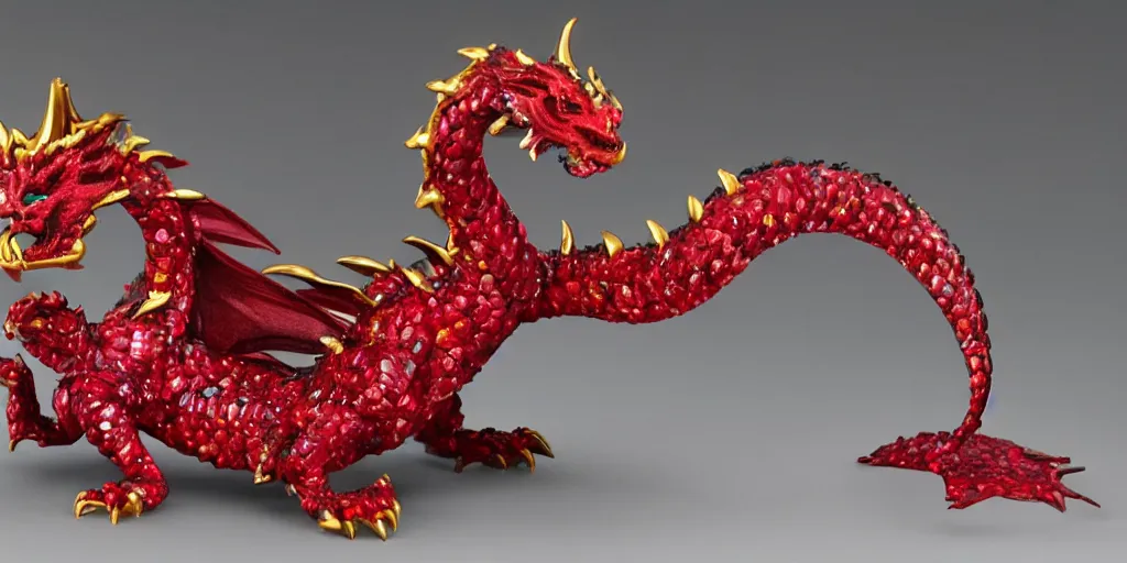 Prompt: dragon made out of rubies