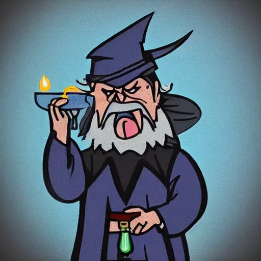 Image similar to angry wizard drinking water