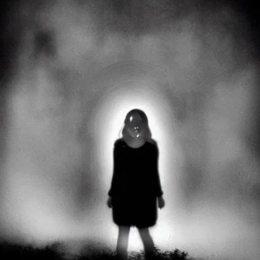 Prompt: !dream Brittany Murphy spirit in the dark fog, dark eerie pic, photo taken by ghost adventures