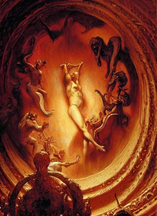 Image similar to close up of the seventh circle of hell from dante's divine comedy. highly detailed painting by gaston bussiere, craig mullins, j. c. leyendecker 8 k