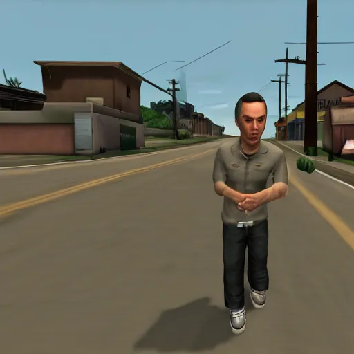 Image similar to sheldon cooper in gta San andreas screenshot