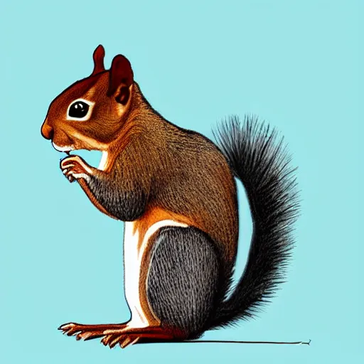 Image similar to A digital art of a squirrel pretending to be a human