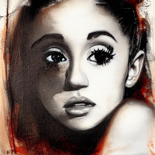 Image similar to painting of Ariana Grande by Guy Denning