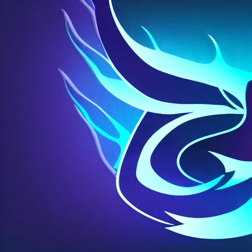 Image similar to dark dragon with blue flames, silky texture, gradient, minimalistic design, logo, aesthetic, 4 k, hd