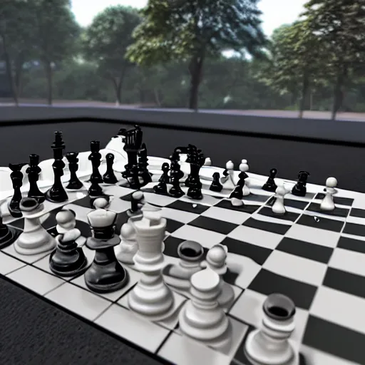 Image similar to cylons pay chess, unreal engine