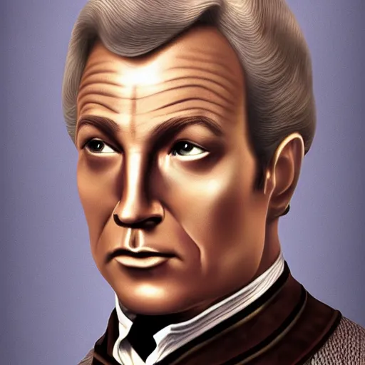 Prompt: a portrait of captain kirk as sigmund freud, intricate, highly detailed, matte painting, digital painting, by joesph ducreux