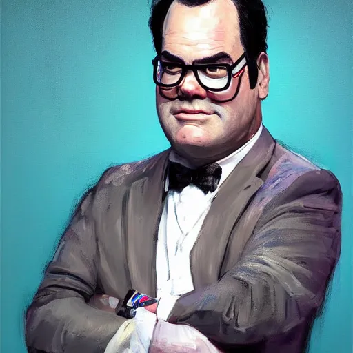 Image similar to concept art of dan akroyd, cinematic shot, painting by jama jurabaev, extremely detailed, brush hard, artstation, high quality, brush stroke