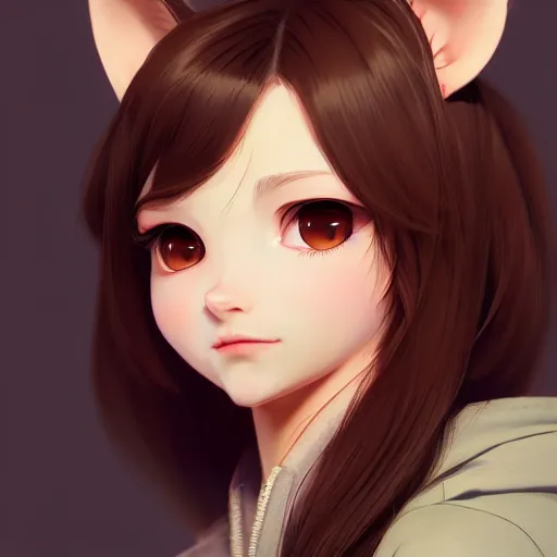 Prompt: character design portrait of an anthropomorphic furry rat girl with rat ears, long brown hair, profile view perspective, 4 k, concept art, by wlop, ilya kuvshinov, artgerm, krenz cushart, pixiv.