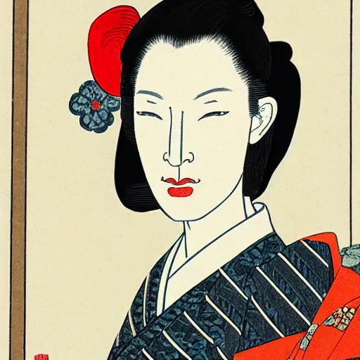 Image similar to ukiyo-e portrait of cate blanchett