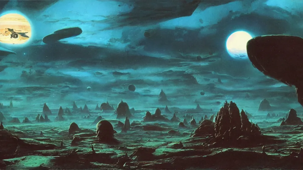 Image similar to otherworldly atmosphere of an evolving alien planet by arthur haas and bruce pennington and paul lehr, cinematic matte painting