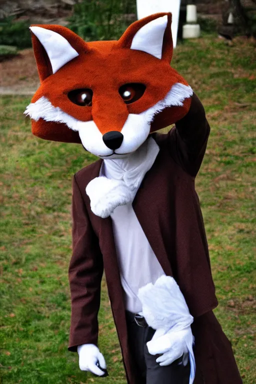 Image similar to an anthropomorphic fox, fursuit!!!!, cosplay