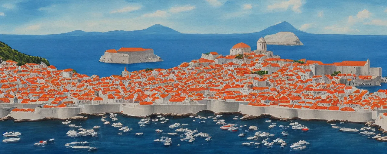 Image similar to a painting of dubrovnik in the style of svjetlan junakovic