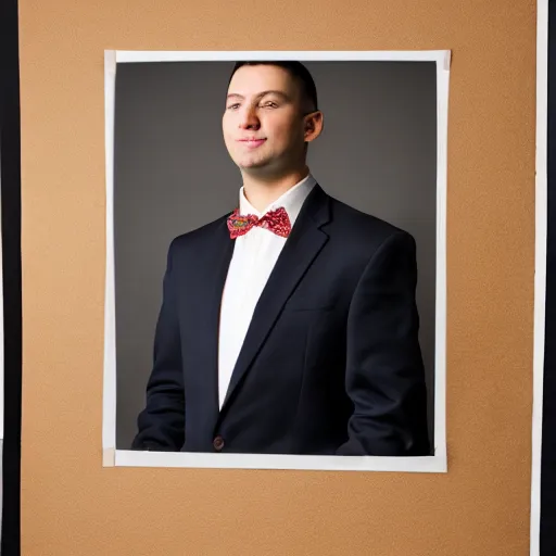 Image similar to an stunningly perfect professional studio portrait of an average guy.