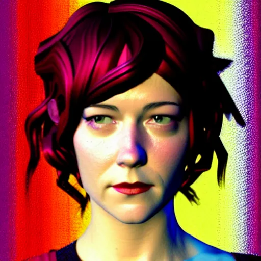 Image similar to renaissance portrait of youth mary elizabeth winstead as ramona flowers, rendered with 3 d effect.