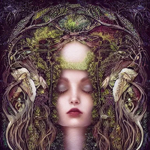 Image similar to “ the birth of the goddess of the lake, fantasy, leesha hannigan, intricate, highly detailed face, forest ”