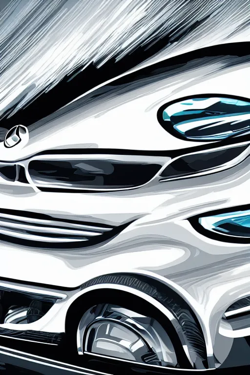 Image similar to advertising illustration for mercedes