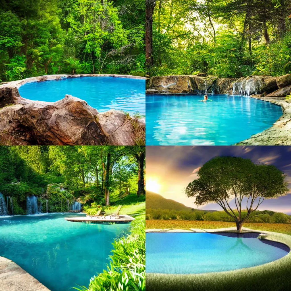 Prompt: Award Winning Nature Photo Of A Pool In Nature, 4K, Photorealistic