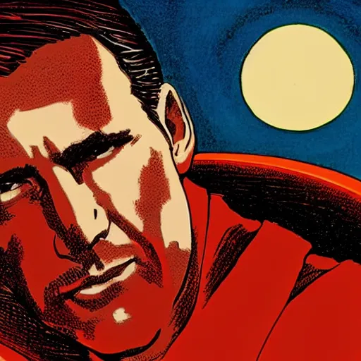 Image similar to jim caviezel retro minimalist portrait! moebius starwatcher comic by jean giraud, portrait 8 k