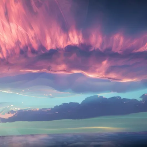 Prompt: hyperrealistic image of laminar helmholtz flow on sunset horizon sky, by thomas eakes & xiang duan & mike judge, perfect symmetry, dim volumetric lighting, photorealistic, 8 k octane beautifully detailed render, post - processing, extremely hyper - detailed, intricate, epic composition, cinematic lighting, masterpiece, trending on artstation, incredibly detailed, stunning,