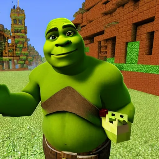 Image similar to shrek in minecraft