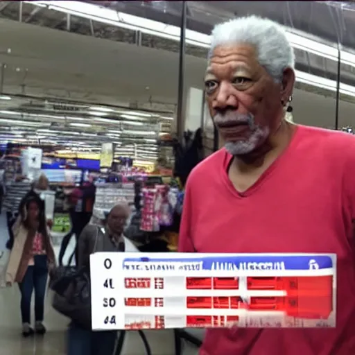 Image similar to a surveillance footage of Morgan Freeman at Walmart