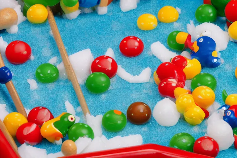 Prompt: fisher price pool table snowy jungle, 85mm