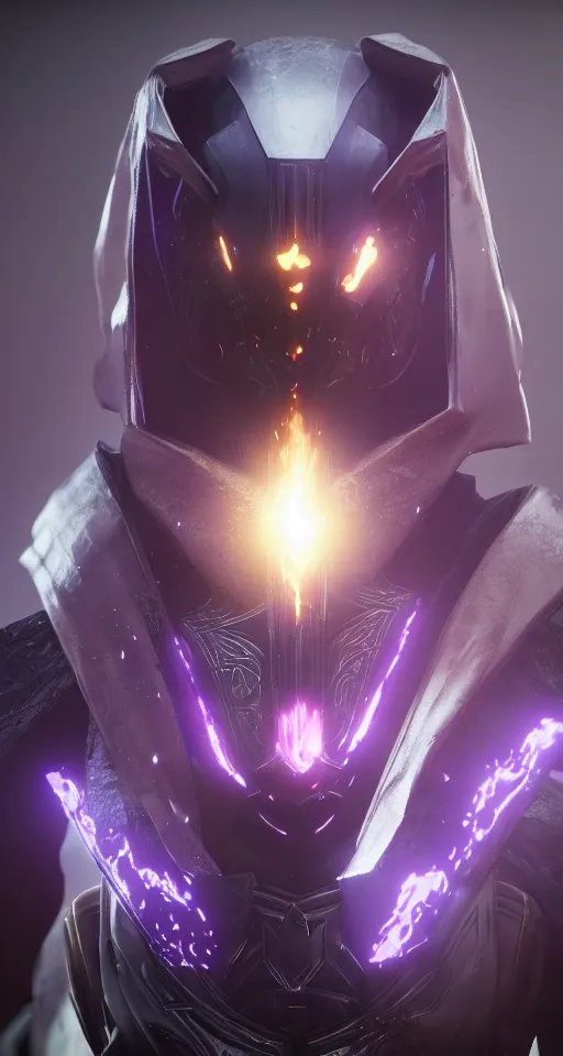 Image similar to Destiny 2 warlock portrait, head to toe, cinematic, vfx, particle lighting, purple void particles, space wizard, unreal engine 5, trending on artstation