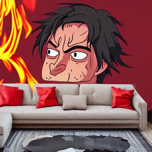 Image similar to a mural of Fire Lord Zuko facepalming in the style of JM Animation