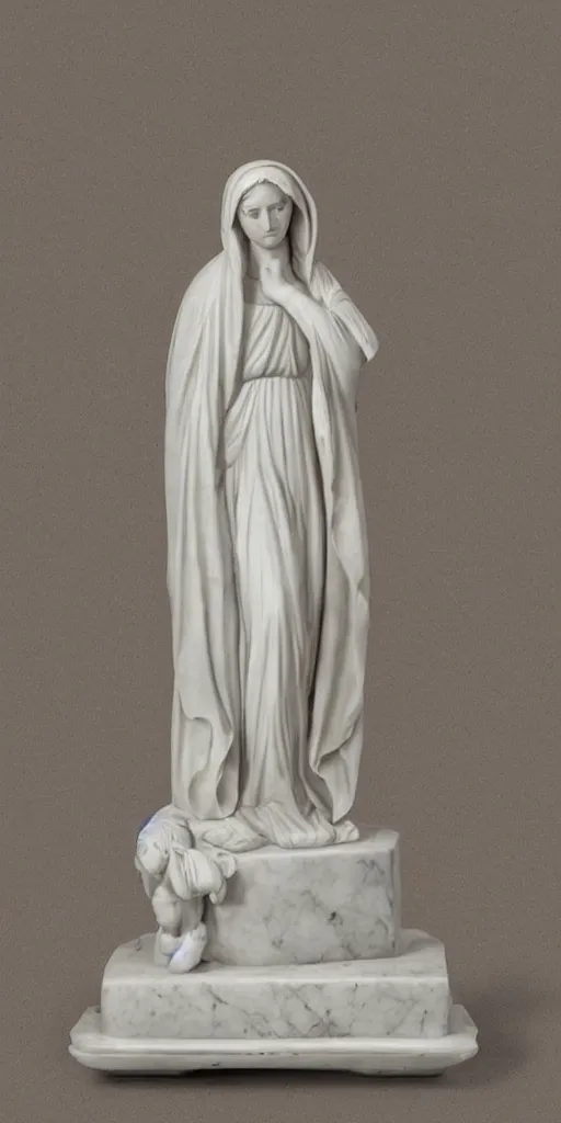 Prompt: a marble statue of the virgin Mary,