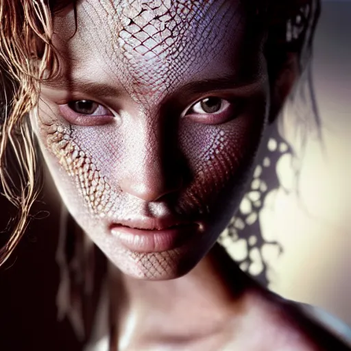 Image similar to female supermodel with translucent skin, beautiful detailed intricate insanely detailed octane render, 8K artistic photography, photorealistic, chiaroscuro, by Steve Mccurry, Joey L, Raphael, Caravaggio